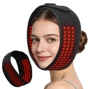 Red Light Face and Jaw Wrap, Wearable LED Heated Light Wrap with 3 Heat Levels, 3 Timer Settings, Soft Breathable Warm Compress Wrap for Daily Comfort and Relaxation
