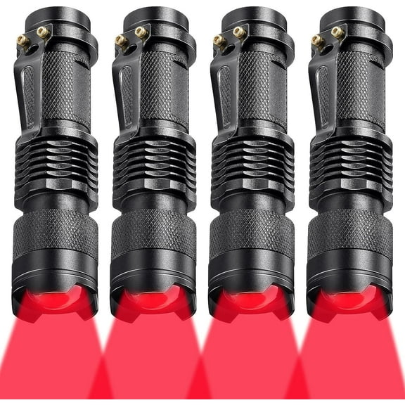 Red Light Flashlight LED Single Mode Torch 1 Mode Scalable Red Lens Filter Flashlight for Night Astronomy Aviation Observation Beach Safe (8 Pieces)