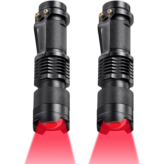 Red Light Flashlight LED Single Mode Torch 1 Mode Scalable Red Lens Filter Flashlight for Night Astronomy Aviations Observation Beach Safe(2 Pieces)