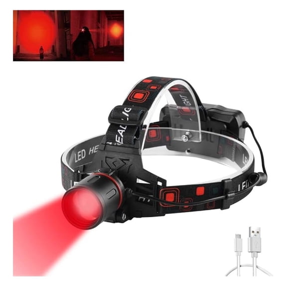 Red Light Headlamp Rechargeable, 1000 Lumens Hunting Headlight, Zoomable LED Head Lamp for Coon Coyote Varmint Hunting, Astronomy, Camping
