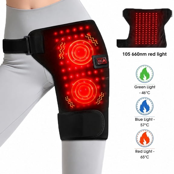 Red Light Hip Heating Pad, Electric Tigh Hip Pads with 105 660nm LEDs, 3 Heat Hip Brace, Large Heating Pad for Back Hip Thigh legs, Gift for Family Seniors
