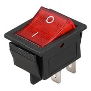 Red Light Illuminated 4 Pin DPST ON/OFF Snap in Rocker Switch 16A 20A 250V AC