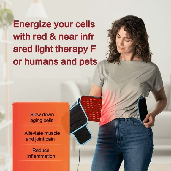 Red Light Infrared Therapy Belt Plus,660 nm Red Light & 850 nm Near-Infrared Light 600 Leds at Home Blue
