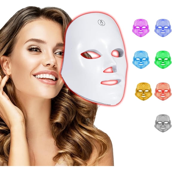 Morfone LED Light Mask7-in-1 Colored Facial Skin Care Mask for Home Use, Portable, Cordless