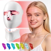 Morfone Red Light Therapy for Face & Neck, 7-in-1LED Face Mask with 850nm & 660nm NIR, Cordless Infrared Lights Masks for Home Working Travel Yoga Sleep