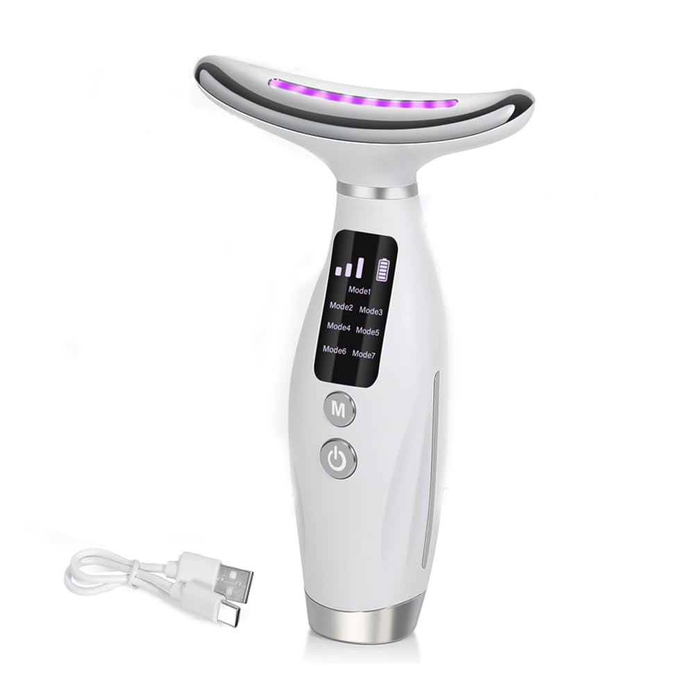 Red Light Massager for Face and Neck, 7 Color Mode Facial Device, Skin Care Face Massager Tool,  Massager for Women,  7-in-1 Led Facial Massager for Home Use Relaxing.