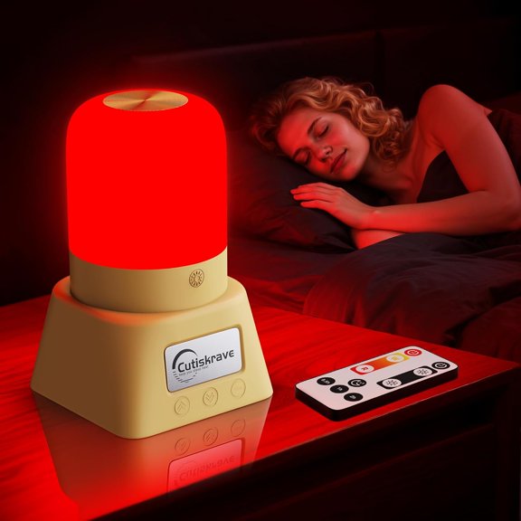 Red Light Night Light Lamp for Sleep,Red Nightlight Desk Lamp with 670nm Wavelength,Touch Remote Control Reds Light for Sleep Lamp Backed by Science,for Deep Relaxation Travel Meditation and Yoga