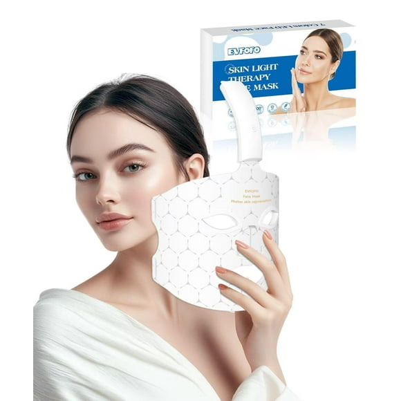 Red Light Photon Facial Mask with Wireless Rechargeable Design, 7 Custom Modes with Infrared, Portable & Rechargeable for Home Use