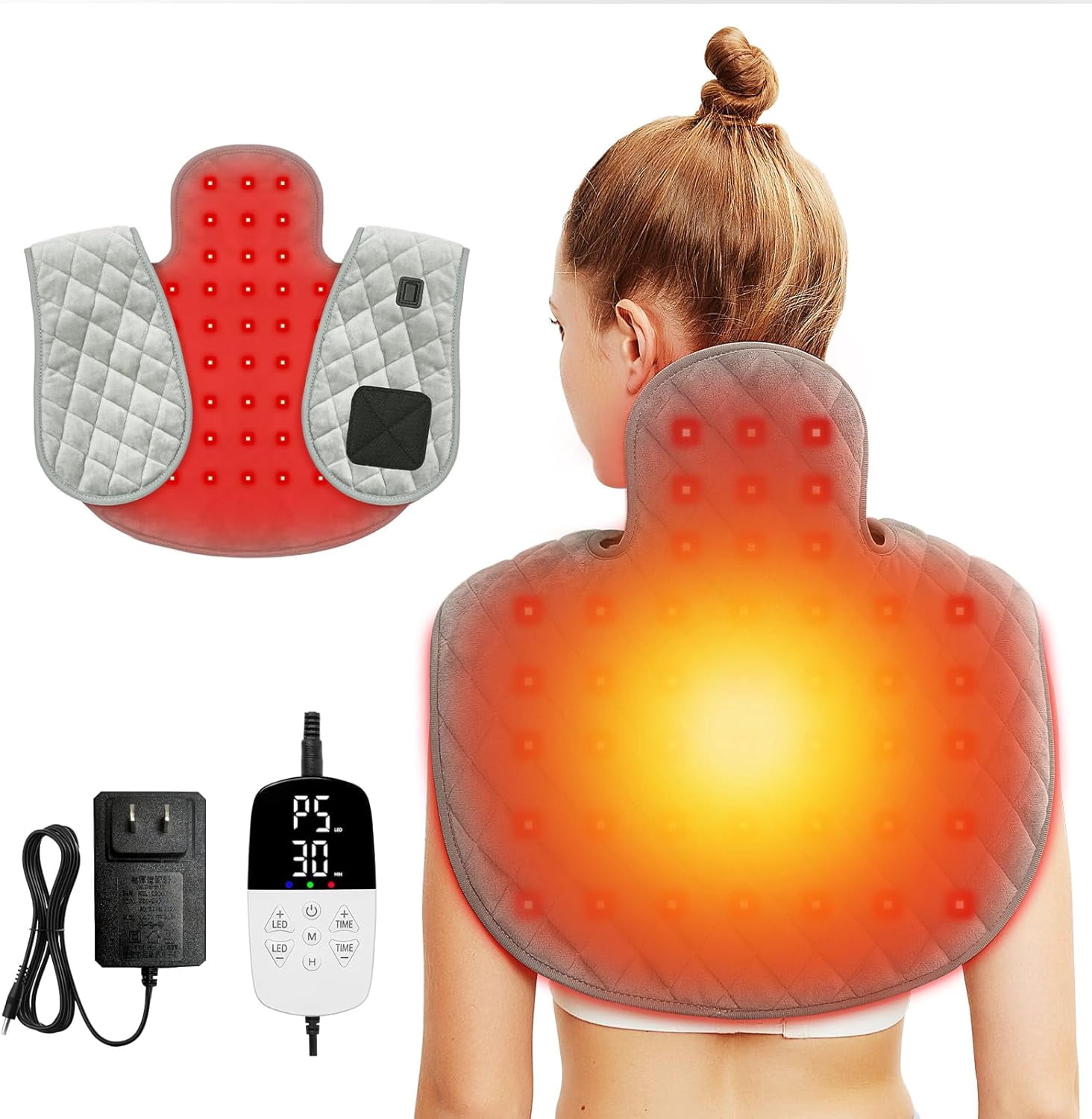 Red Light Therapy for Body, Shoulder Heating Pad, 660nm&850nm Wearable Near Infrared Red Light Heated,Shoulder,Back,Body, Adjustable Temperature LED Remote Control