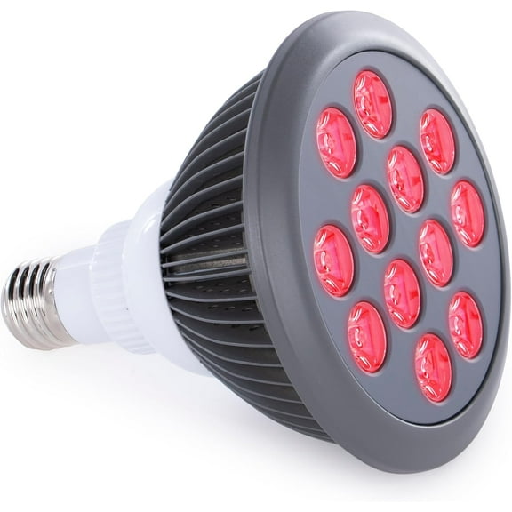 Red Light Therapy Bulb, 660nm & 850nm Red & Near Infrared Light, 12 Dual-Chip LEDs, Targeted Light Bulb with Base & Braided Power Cord for Home Wellness Routine, HG24