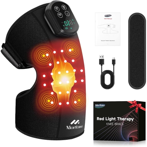 Red Light Therapy Device for Knee,3 Vibration Modes and 4 Heating Levels,5000mAh Wireless Rechargeable, 660nm and 850nm Infrared Red Light Therapy for Knee,Gifts for Women Men