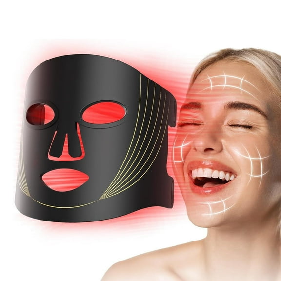 Red Light Therapy for Face, 3 Modes Portable Led Face Mask Light Therapy with Remote, Near-Infrared 850 Red Light Therapy Mask with Timing Function, Red Light Therapy at Home 180 LED Beads(Black)