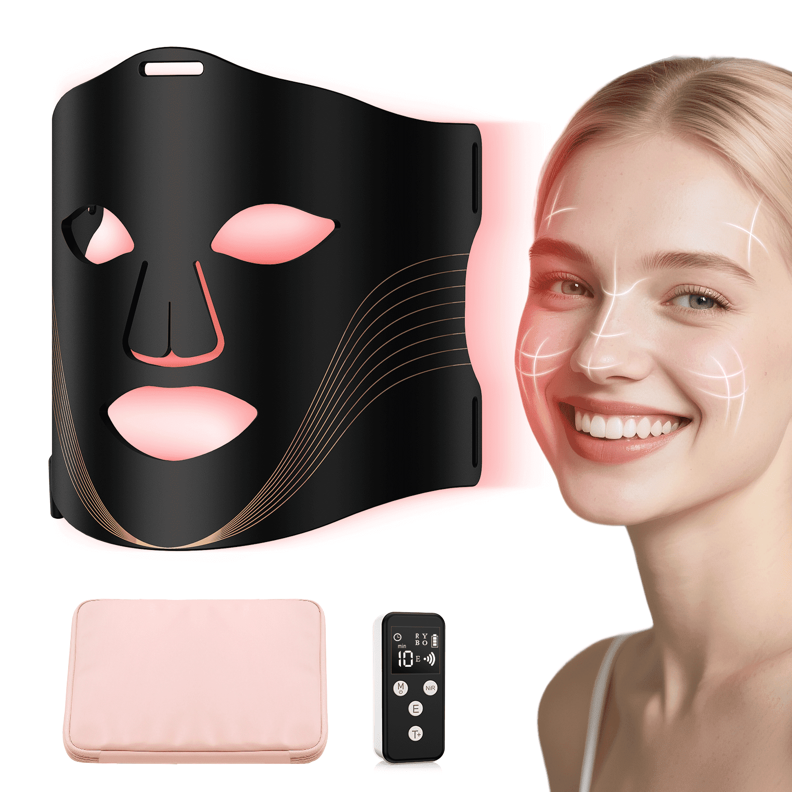 Red Light Therapy for Face, 6 Light Modes Portable Led Face Mask Light Therapy, near Infrared 850 Red Light, 400 LED Beads, Timing Function, Skincare at Home & Travel