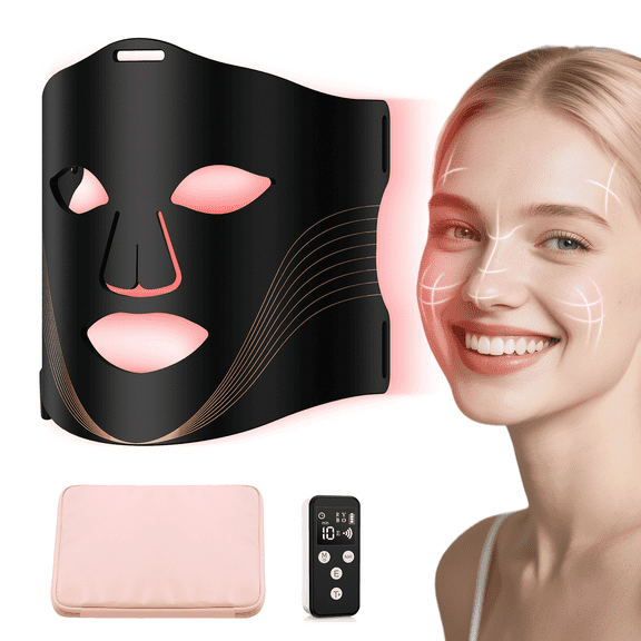 Red Light Therapy for Face, 6 Light Modes Portable Led Face Mask Light Therapy, near Infrared 850 Red Light, 400 LED Beads, Timing Function, Skincare at Home & Travel