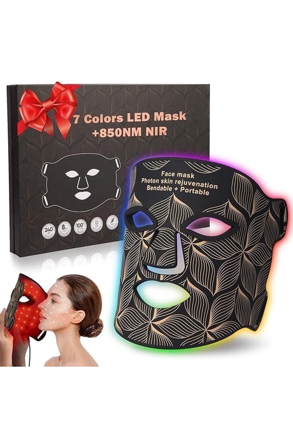 Red Light Therapy for Face, 7Colors LED Face Mask Light Therapy with 850NM Near-infrared, Portable Rechargeable Red Light Therapy Mask Skin Care Device at Home and Travel