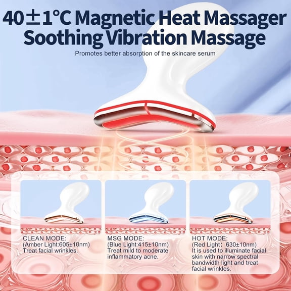 Red Light Therapy for Face, Multifunctional Face Massager with Micro-Current, LED Light Therapy & Vibration, at-Home Skin Care Face Sculpting Tool for Wrinkles, Micro-Current Facial Beauty Device