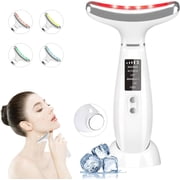 Red Light Therapy for Face and Neck, 4 Color LED Facial Light Therapy Device for Skin Care at Home, Vibration Facial Cold and Hot Service, Face Massager Tool for Anti-Aging