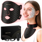 Red Light Therapy for Face and Neck Mask with 850nm NIR, 7 Colors LED Face Mask Light Therapy, Rechargeable Infrared Light Therapy Device for Anti-Aging at Home Black