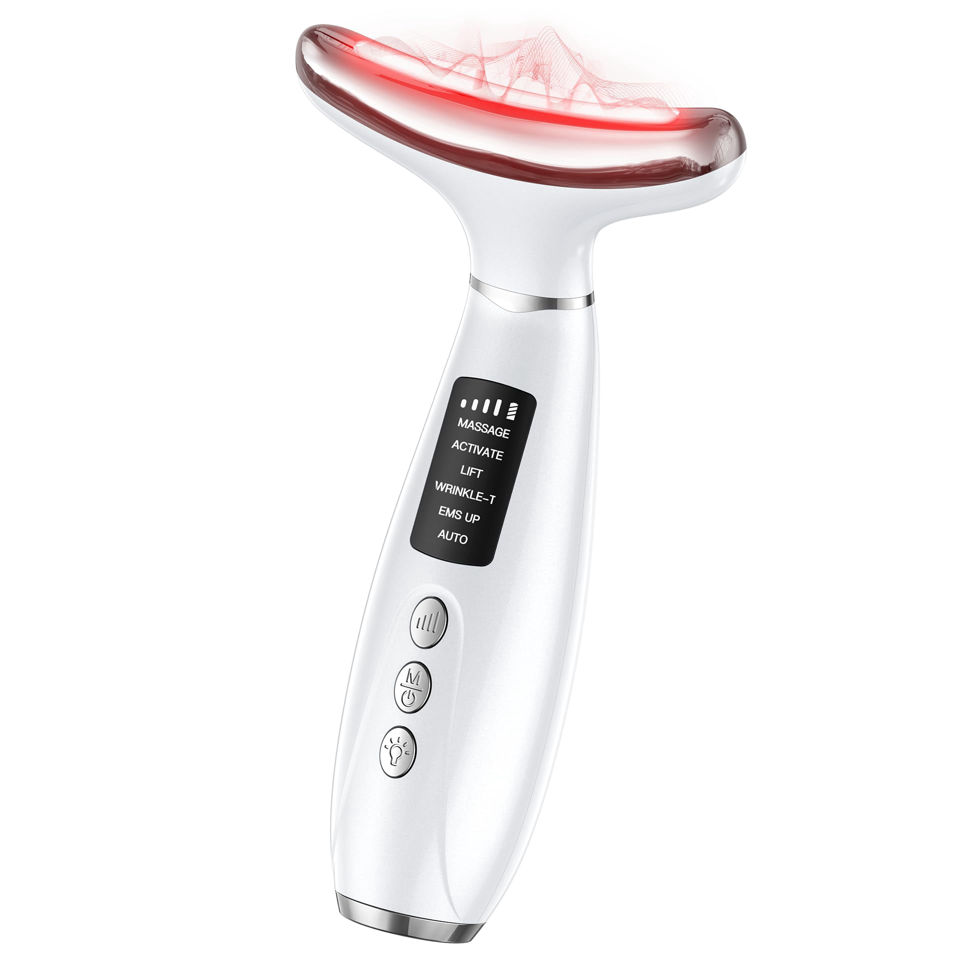 Red Light Therapy Face & Neck Massager, 7-Color LED Phototherapy Beauty Tool with Heat, Vibration & Lifting, Rechargeable Anti-Aging Skin Firming Device