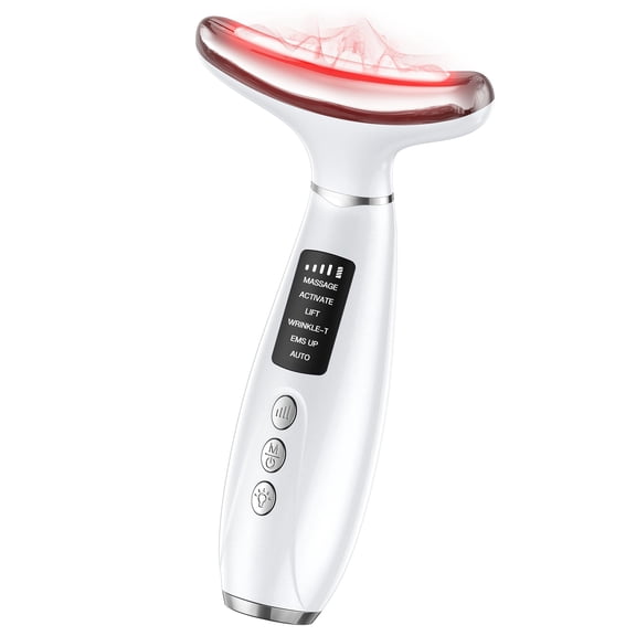 Red Light Therapy Face & Neck Massager, 7-Color LED Phototherapy Beauty Tool with Heat, Vibration & Lifting, Rechargeable Anti-Aging Skin Firming Device