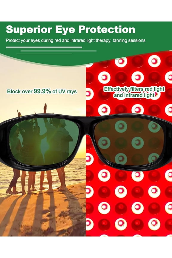 Red Light Therapy Glasses,Eye Protection for Infrared & LED Light SessionsBlocks 200-2000nm Harmful Wavelengths,Maintain Visibility,Lightweight Comfortable Red Light Goggles 2 Pairs