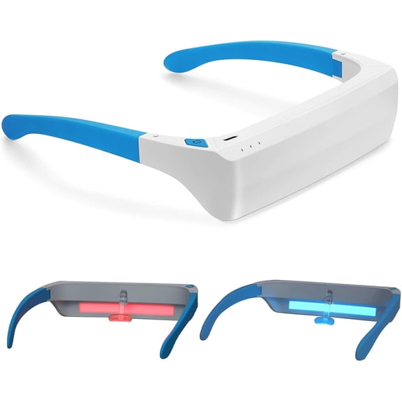 Red Light Therapy Glasses with 670nm Red Light for Eye Health, Blue Light for Sleep, Winter Blues & Jet Lag Relief