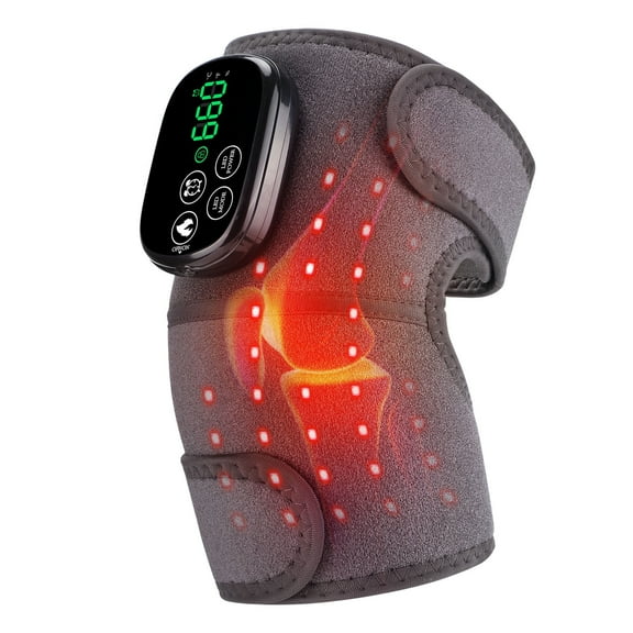 Red Light Therapy for Knee, Cordless Heated Knee Brace 5000mAh, 660nm&850nm Shoulder Elbow Heating Pads Wrap Belt Massager for Relieve Discomfort and Stiffness, Gray