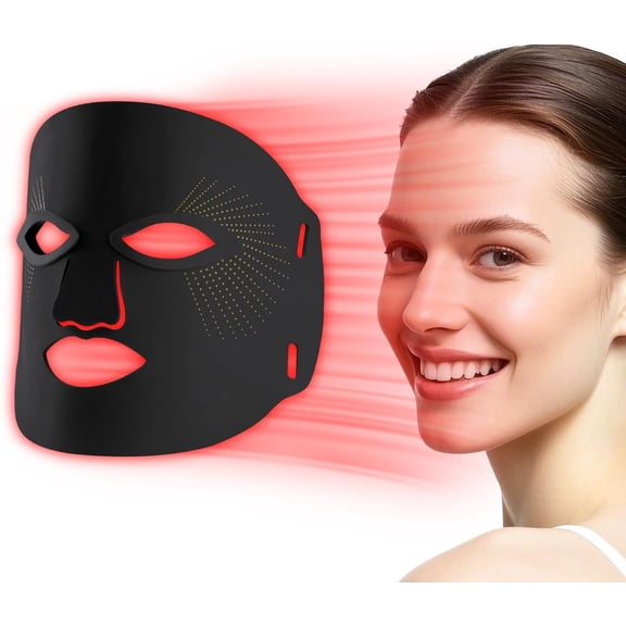 Red Light Therapy LED Face Mask, 96 LED Beads Facial Skin Care Mask with Rechargeable Remote & Timing Function