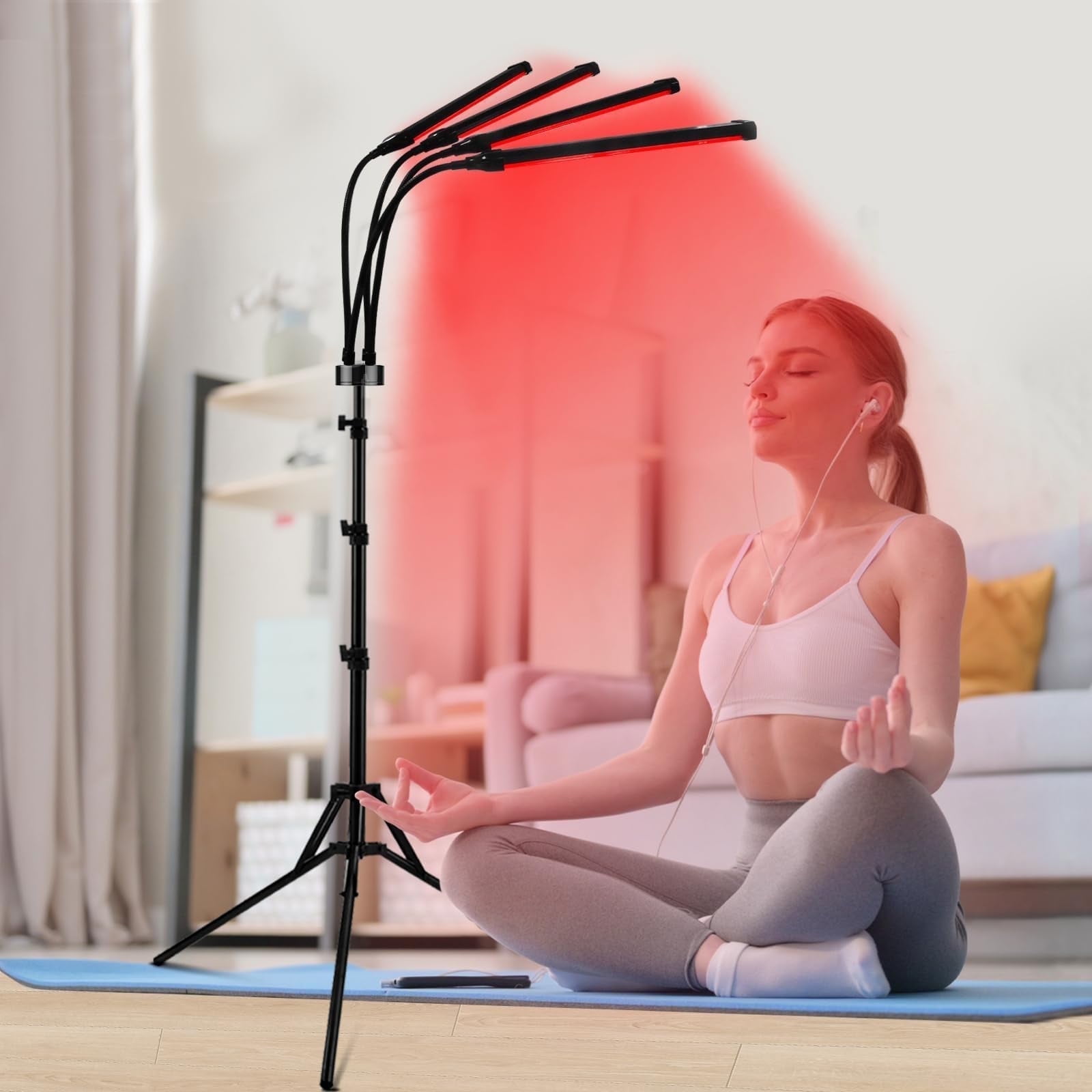 Red Light Therapy Lamp, 660nm & 850nm & 940nm Infrared Light Therapy Lamp with Stand, Height Adjustable & Angle Adjustable & Timer, 32W 180LEDs Infrared Light Therapy for Body