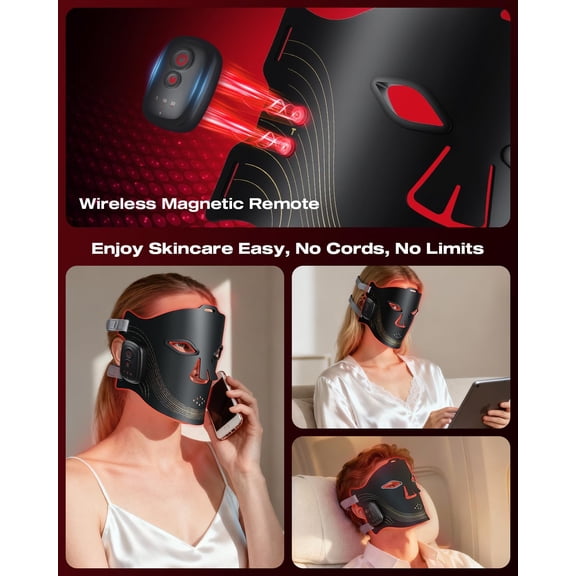 Red Light Therapy Mask for Face, LED Face Mask Light Therapy with Remote, Infrared Lights Masks for Home Working Travel Yoga Sleep, Portable Facial Mask for Women Mom Sister Girlfriend and Wife