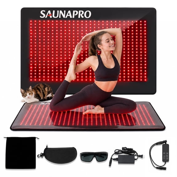 Red Light Therapy Mat, 560 LEDs 660nm Red Light & 850nm Near Infrared Light Therapy Pad, 5 Levels, 3 Modes, 60W, Flexible Body Mat with Remote Control