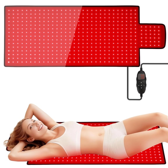 Red Light Therapy Mat for Body 74"x33", 1400pcs Full Body Infrared Red Light Therapy Blanket with Dual-Wavelength LEDs (660nm&850nm), Pulse Modes, Timer & Intensity Control