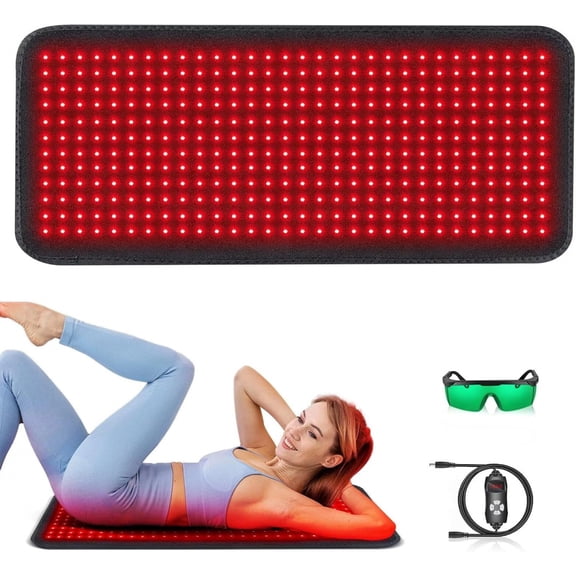 Red Light Therapy Mat for Body 360 LEDs 660nm 850nm Infrared Light Pad Adjustable Brightness Timer Home Relaxation Gift