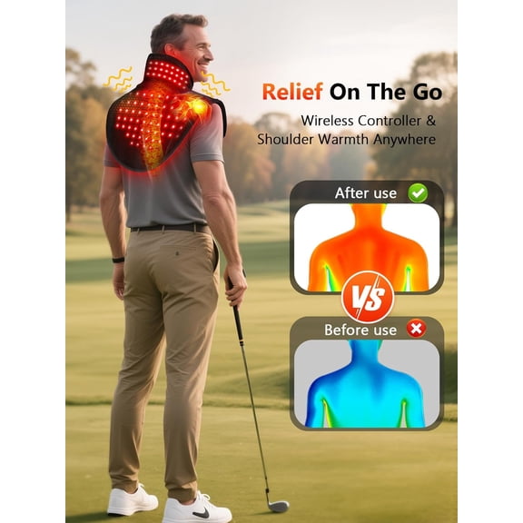 Red Light Therapy for Neck Shoulder with Heat & Massage, 5000mAh Controller Infrared Light Pad with 118 LEDs, Timer & Pulse Modes, Portable Design for Upper Back, Shoulder, Neck, Last 175-190mins