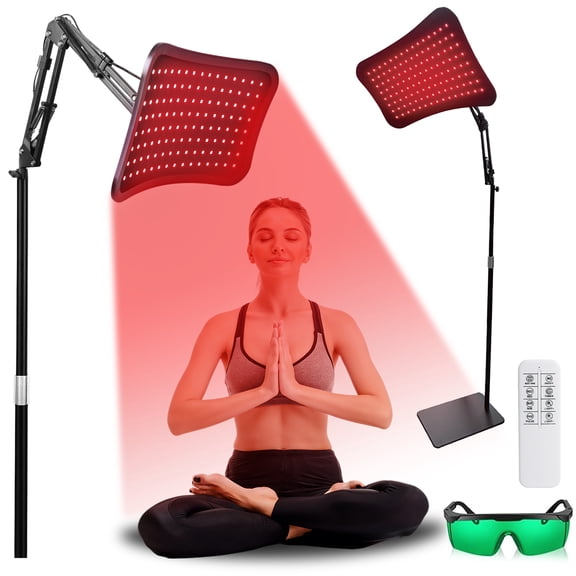 Red Light Therapy Panel for Face & Body, 660nm 850nm Infrared Light Lamp with Remote, Stand & Goggles