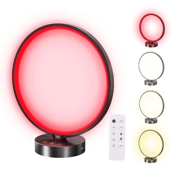 Red Light Therapy for Sleep 670nm Wavelength Timing and 5 Brightness Red Lights Lamp,4 Colors with Touch or Remote Control Decorative Lamp for Bedroom