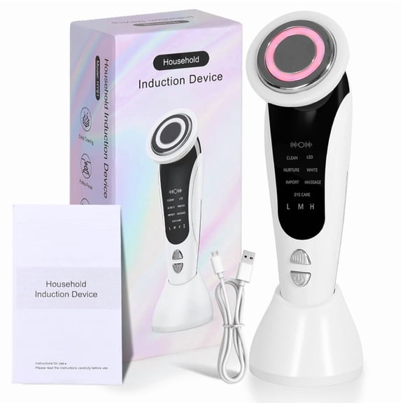 Doxiry Red Light Therapy Wand for Face & Neck, 7 Modes 3-Speed Facial Massager with Cold Heat, White