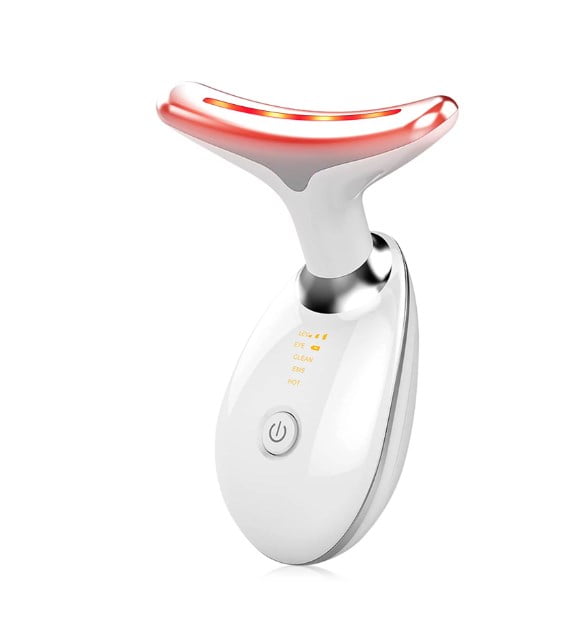 Red Light Therapy for Face, 7 Color LED Face Skin Rejuvenation for Face & Neck Beauty Device, Deplux Neck Device, Glossy White