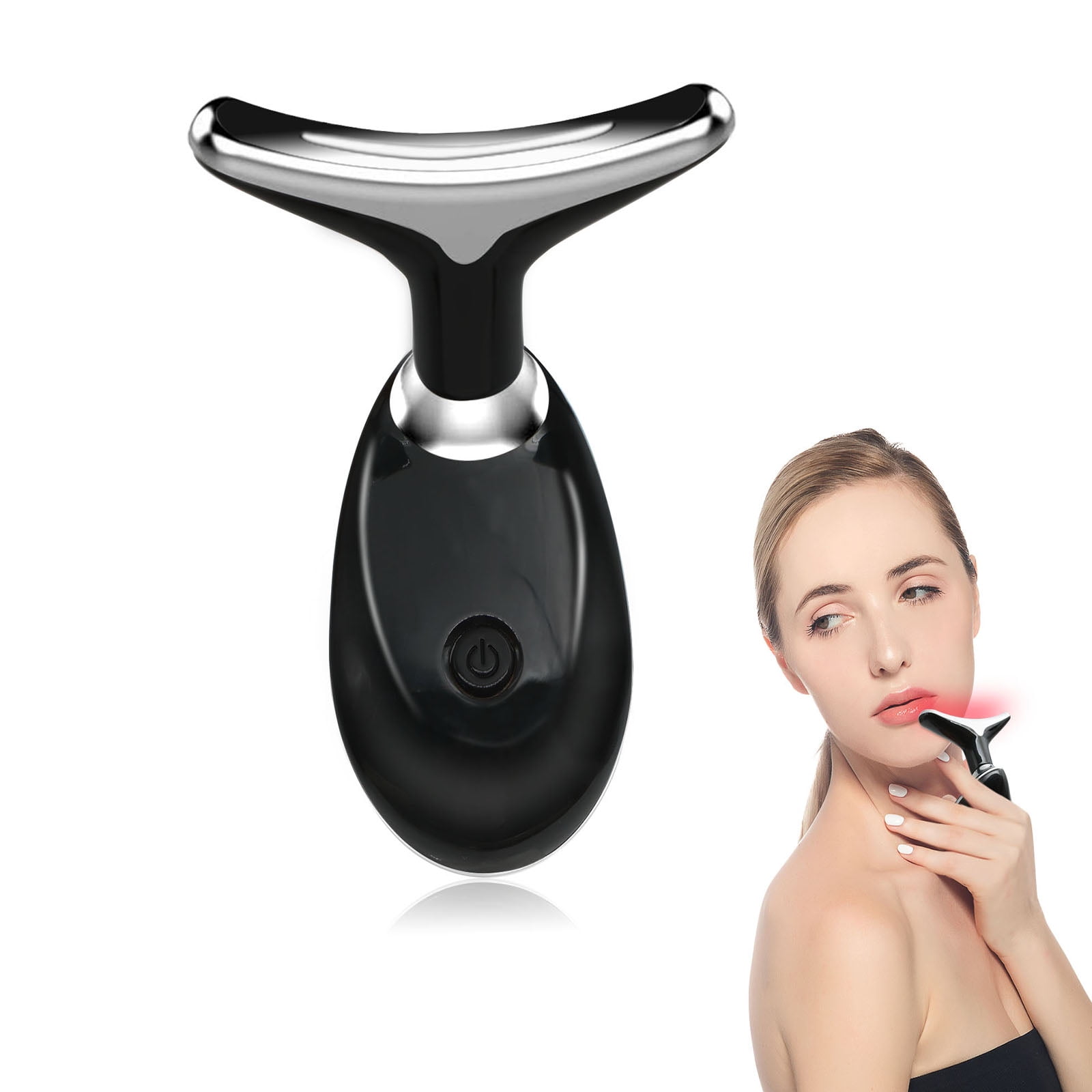 Red Light Therapy for Face, 7 Color LED Facial Light Therapy Wand for Skin Care at Home Blue Light Therapy Face Massager Tool for Face, Neck (Black)