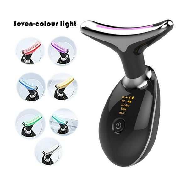 Red Light Therapy for Face, 7 in 1 Face Lift Device, Skin Beauty Device for Face and Neck, Portable Electric Face Massager with 7 Color LED (Black)