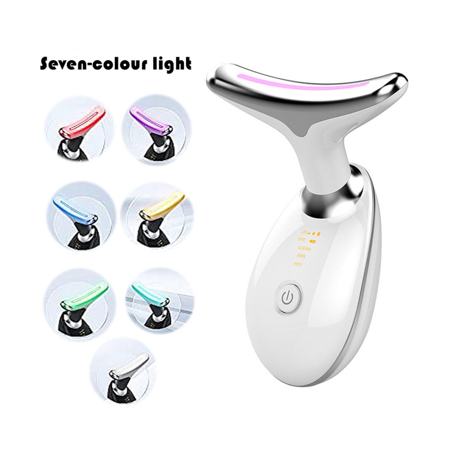 Red Light Therapy for Face, 7 in 1 Face Lift Device, Skin Beauty Device for Face and Neck, Portable Electric Face Massager with 7 Color LED (White)