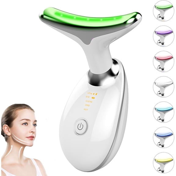 Red Light Therapy for Face, Facial Massager for Face and Neck, 7-in-1 Led Facial Sculptor (White)