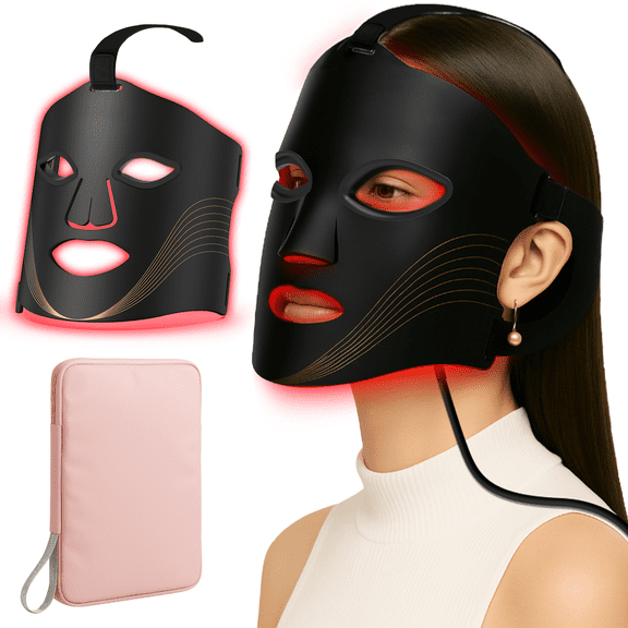 Red Light Therapy for Face, LED Face Mask with 400 Beads, 850nm Near Infrared 4 Modes Rechargeable Skincare Mask for Home Travel Gift
