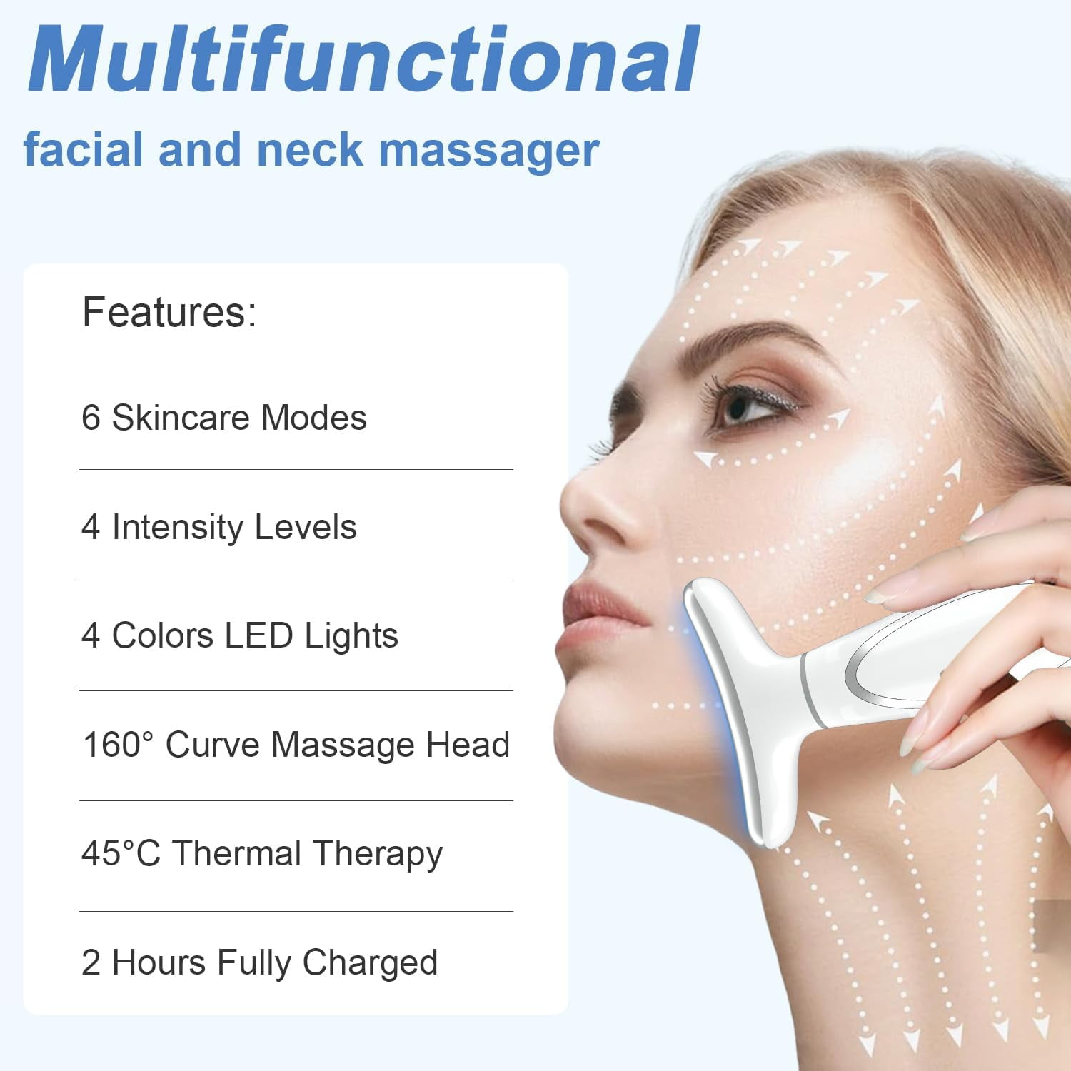 Red-Light Therapy for Face and Neck, Anti-Aging Massager with 4 Color LED, Vibration and Thermal Functions - White ( Dog House)
