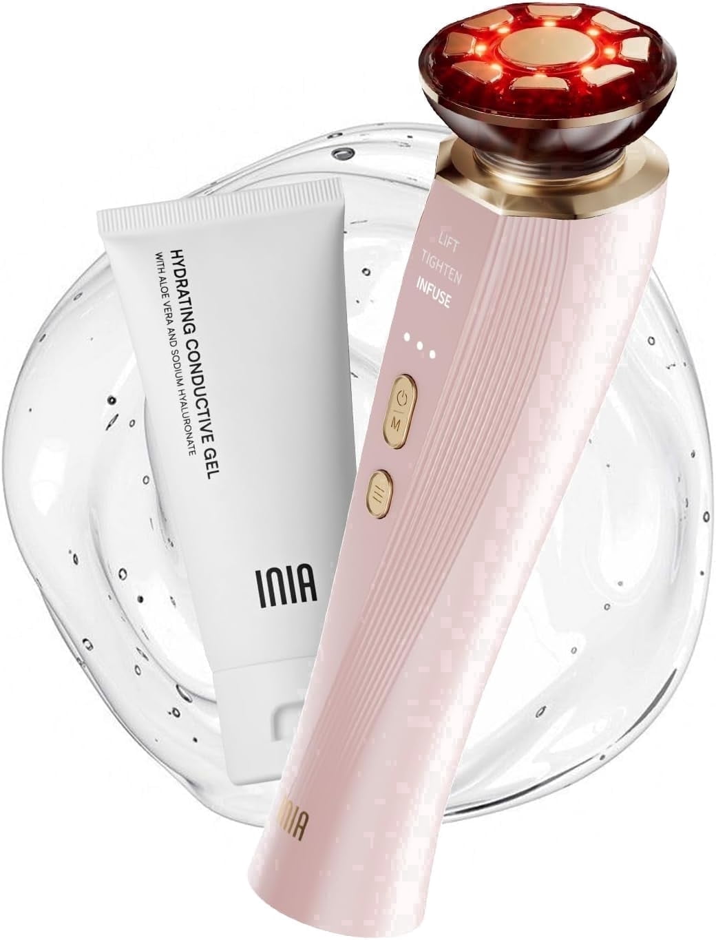 INIA Red Light Therapy for Face and Neck 3-in-1 LED Beauty Device to Reduce Puffiness, Firm Skin and Improve Skincare Absorption