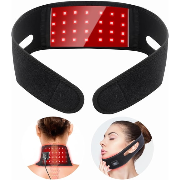 Red Light Therapy for Neck, Near Infrared Light Therapy Wrap Chin Strap, Red Light Therapy Belt for Chin Neck Hand Wrist Leg with Timer