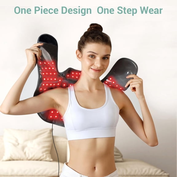 Red Light Therapy for Neck Shoulder Back 162 LEDs, Wearable Infrared Light Therapy Pad for Body, Flexible Near Light Therapy Wrap, 660nm & 850nm