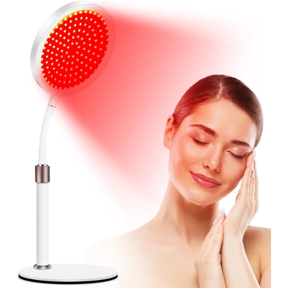 Red Light Therapy with Base for Face and Neck, 140LEDs Therapy Red Light for Body, 660nm Red Light Therapy Lamp with Adjustable Height