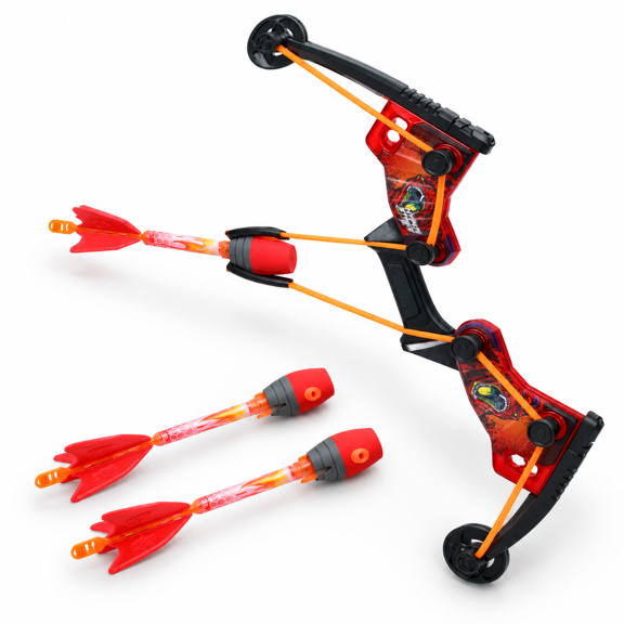 Red Light Up Archery Bow Set With Whistle Arrows For Outdoor Play Ages 14+
