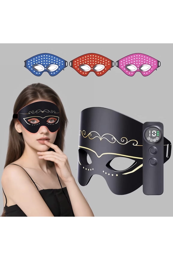 Red Light Therapy for Eyes, 3 Modes Under-Eye Red Light Eye Mask, Eye Massager for Fine Lines Eye Bags and Dark Circles for Men Women(Black)